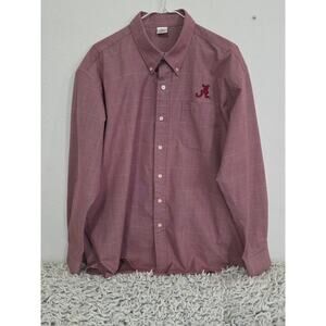 Alabama Crimson Tide Shirt Mens XL Button Down Long Sleeve Red White Plaid
